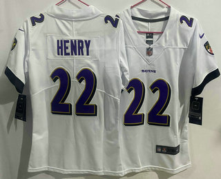 Youth Baltimore Ravens #22 Derrick Henry White Vapor Limited Stitched Jersey