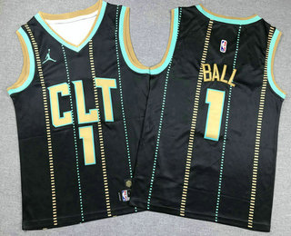 Youth Charlotte Hornets #1 Lamelo Ball Black 2022 City Icon Swingman Jersey