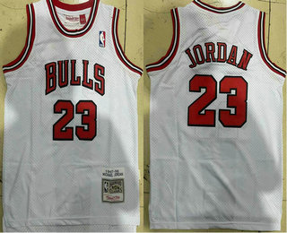 Youth Chicago Bulls #23 Michael Jordan 1997-98 White Hardwood Classics Soul Swingman Throwback Jersey