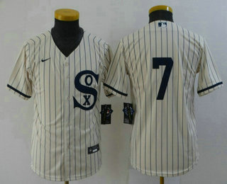 Youth Chicago White Sox #7 Tim Anderson 2021 Cream Field of Dreams Cool Base Stitched Nike Jersey