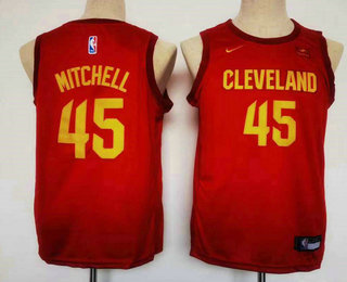 Youth Cleveland Cavaliers #45 Donovan Mitchell Red 2023 Nike Swingman Stitched Jersey With Sponsor