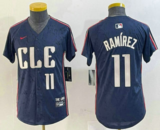 Youth Cleveland Guardians #11 Jose Ramirez Number Navy 2024 City Connect Limited Stitched Jersey