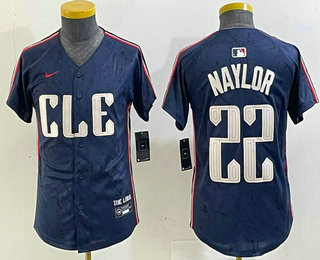 Youth Cleveland Guardians #22 Josh Naylor Navy 2024 City Connect Limited Stitched Jersey