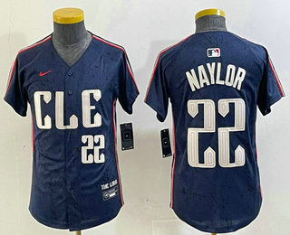 Youth Cleveland Guardians #22 Josh Naylor Number Navy 2024 City Connect Limited Stitched Jersey