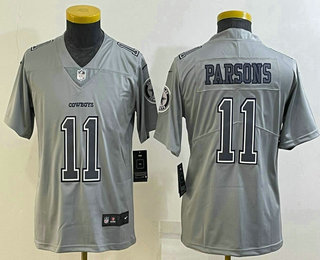 Youth Dallas Cowboys #11 Micah Parsons Grey Atmosphere Fashion 2022 Vapor Untouchable Stitched Nike Limited Jersey