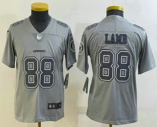 Youth Dallas Cowboys #88 CeeDee Lamb Grey Atmosphere Fashion 2022 Vapor Untouchable Stitched Nike Limited Jersey