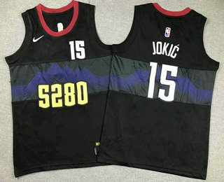 Youth Denver Nuggets #15 Nikola Jokic Navy Blue 2023 City Icon Swingman Jersey