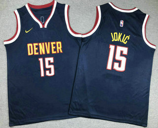 Youth Denver Nuggets #15 Nikola Jokic Navy Icon Swingman Jersey