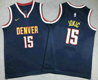 Youth Denver Nuggets #15 Nikola Jokic Navy Icon Swingman Jersey