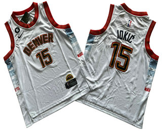 Youth Denver Nuggets #15 Nikola Jokic White 2022 City Icon Swingman Jersey