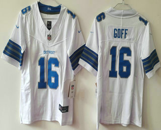 Youth Detroit Lions #16 Jared Goff Limited White 2024 FUSE Vapor Stitched Jersey