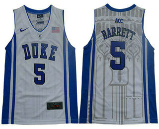 Youth Duke Blue Devils #5 R.J. Barrett V Neck White College Basketball Elite Jersey