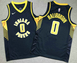 Youth Indiana Pacers #0 Tyrese Haliburton Navy Icon Swingman Jersey