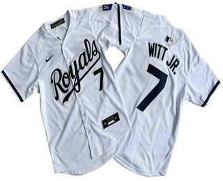 Youth Kansas City Royals #7 Bobby Witt Jr Number White Black Name Limited Stitched Jersey