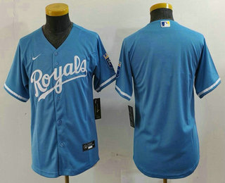 Youth Kansas City Royals Blank Light Blue Cool Base Stitched Jersey