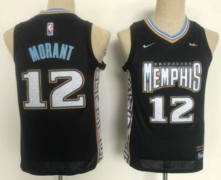 Youth Memphis Grizzlies #12 Ja Morant 2022 Black City Edition Stitched Shorts