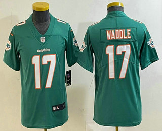 Youth Miami Dolphins #17 Jaylen Waddle Limited Aqua Vapor Jersey