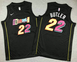 Youth Miami Heat #22 Jimmy Butler Black City Icon Swingman Jersey