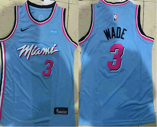Youth Miami Heat #3 Dwyane Wade Light Blue 2019 Nike Swingman Stitched NBA Jersey With The Sponsor Logo