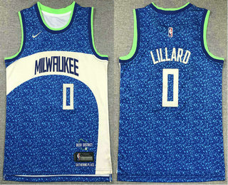 Youth Milwaukee Bucks #0 Damian Lillard Blue 2023 City Icon Swingman Jersey