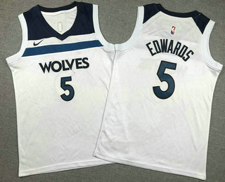 Youth Minnesota Timberwolves #5 Anthony Edwards White Icon Swingman Jersey