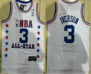 Youth NBA 2003 All-Star #3 Allen Iverson White Hardwood Classics Soul Swingman Throwback Jersey