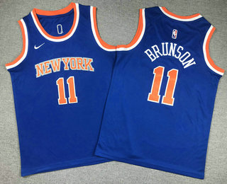 Youth New York Knicks #11 Jalen Brunson Blue Icon Swingman Jersey