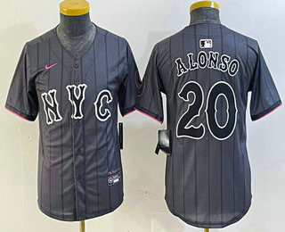 Youth New York Mets #20 Pete Alonso Grey 2024 City Connect Cool Base Stitched Jersey
