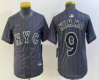 Youth New York Mets #9 Brandon Nimmo Gray 2024 City Connect Cool Base Stitched Jersey