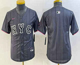 Youth New York Mets Blank Gray 2024 City Connect Cool Base Stitched Jersey