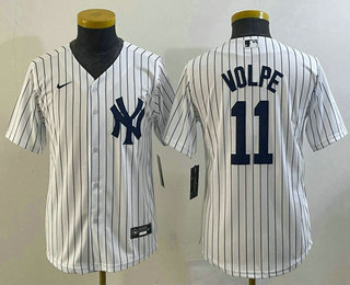 Youth New York Yankees #11 Anthony Volpe White Stitched MLB Cool Base Nike Jersey