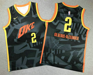 Youth Oklahoma City Thunder #2 Shai Gilgeous-Alexander Black 2023 City Icon Swingman Jersey
