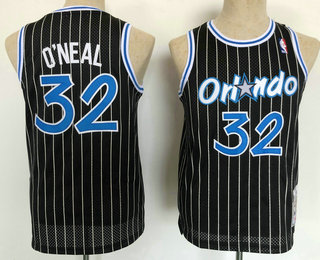 Youth Orlando Magic #32 Shaquille Oneal 1994-95 Black Hardwood Classics Soul Swingman Throwback Jersey