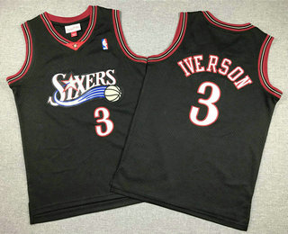 Youth Philadelphia 76ers #3 Allen Iverson Black 1997 Hollywood Classic Swingman Jersey