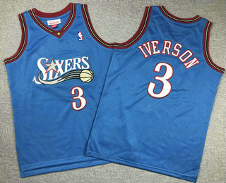 Youth Philadelphia 76ers #3 Allen Iverson Blue 1997 Hollywood Classic Swingman Jersey