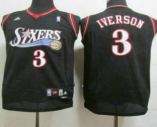 Youth Philadelphia 76ers #3 Allen Iverson Revolution 30 Swingman Black Jersey