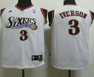 Youth Philadelphia 76ers #3 Allen Iverson Revolution 30 Swingman White Jersey