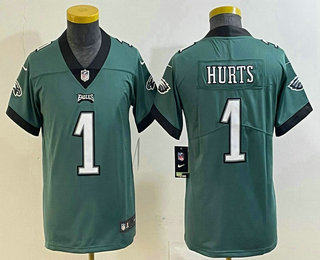 Youth Philadelphia Eagles #1 Jalen Hurts Limited Green Vapor Jersey