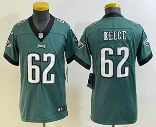 Youth Philadelphia Eagles #62 Jason Kelce Limited Green Vapor Jersey