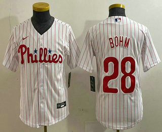 Youth Philadelphia Phillies #28 Alec Bohm White Cool Base Jersey