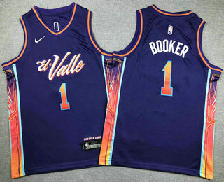 Youth Phoenix Suns #1 Devin Booker Purple 2023 City Icon Swingman Jersey