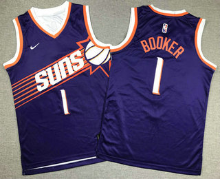 Youth Phoenix Suns #1 Devin Booker Purple 2023 Icon Swingman Jersey