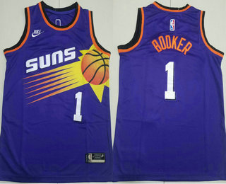 Youth Phoenix Suns #1 Devin Booker Purple Classic Icon Sponsor Swingman Jersey