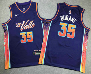 Youth Phoenix Suns #35 Kevin Durant Purple 2023 City Icon Swingman Jersey