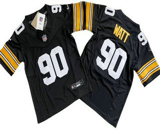Youth Pittsburgh Steelers #90 TJ Watt Limited Black Alternate FUSE Vapor Jersey