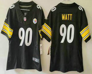 Youth Pittsburgh Steelers #90 TJ Watt Limited Black FUSE Vapor Jersey