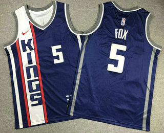Youth Sacramento Kings #5 DeAaron Fox Blue 2023 City Icon Swingman Jersey