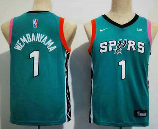Youth San Antonio Spurs #1 Victor Wembanyama Green 2022 City Icon Sponsor Swingman Jersey