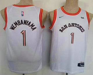 Youth San Antonio Spurs #1 Victor Wembanyama White 2023 City Icon Sponsor Swingman Jersey