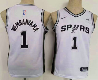 Youth San Antonio Spurs #1 Victor Wembanyama White Icon Sponsor Swingman Jersey
